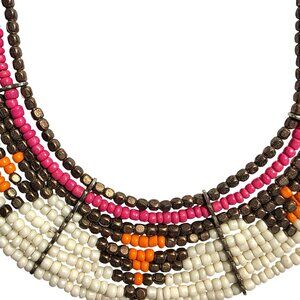Statement Necklace beaded multistrand tribal Multicolor womens jewelry artsy